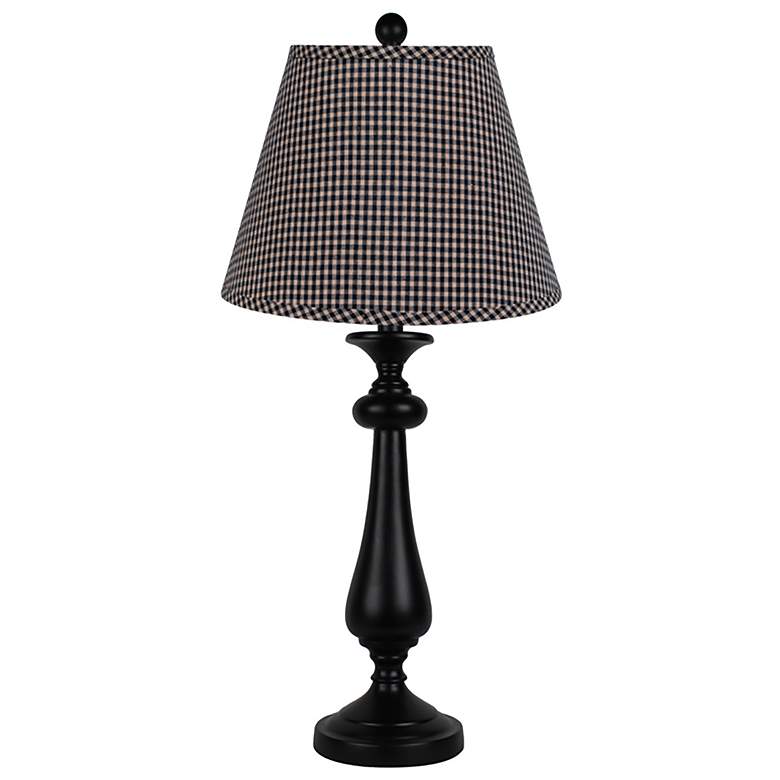 Image 1 Lexington BlackTable Lamp, Mini Black and Tan Check  26.5 inchh