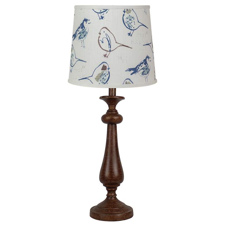 Image 1 Lexington Brown Table Lamp, Bird Toile shade 26.5 inchH