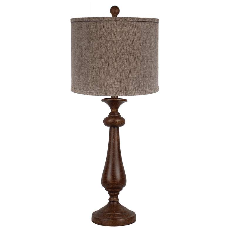 Image 1 Lexington Brown Table Lamp, Herringbone Shade 26.5 inchH