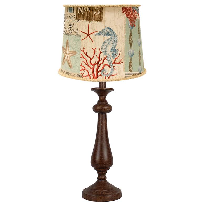 Image 1 Lexington Brown Table Lamp, Nautical Patch shade 26.5 inchH
