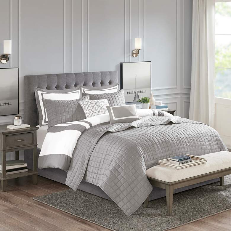 Image 1 Lexington Gray 8-Piece Full/Queen Comforter and Quilt Set