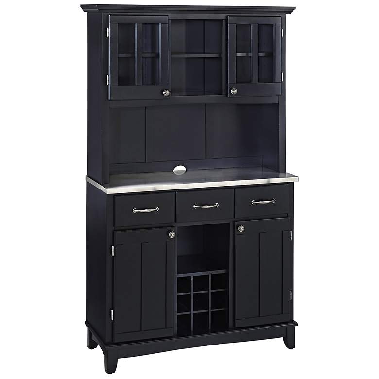 Image 1 Lexington Large Steel Top Black Buffet with Hutch