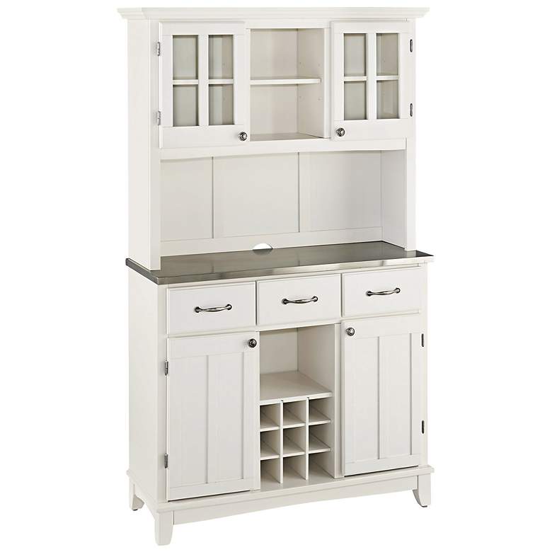 Image 1 Lexington Large Steel Top White Buffet with Hutch