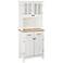 Lexington Natural Wood Top White Buffet with Hutch