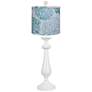 Lexington White Table Lamp with Aqua Coral Shade 26.5"H.