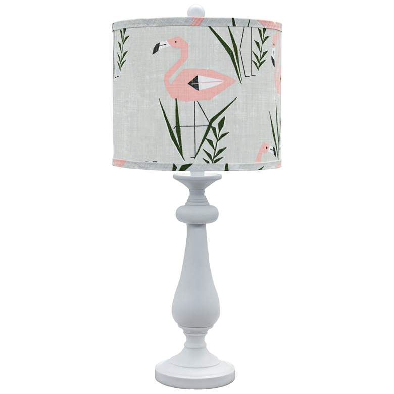Image 1 Lexington White Table Lamp with Flamingo Ringo Shade