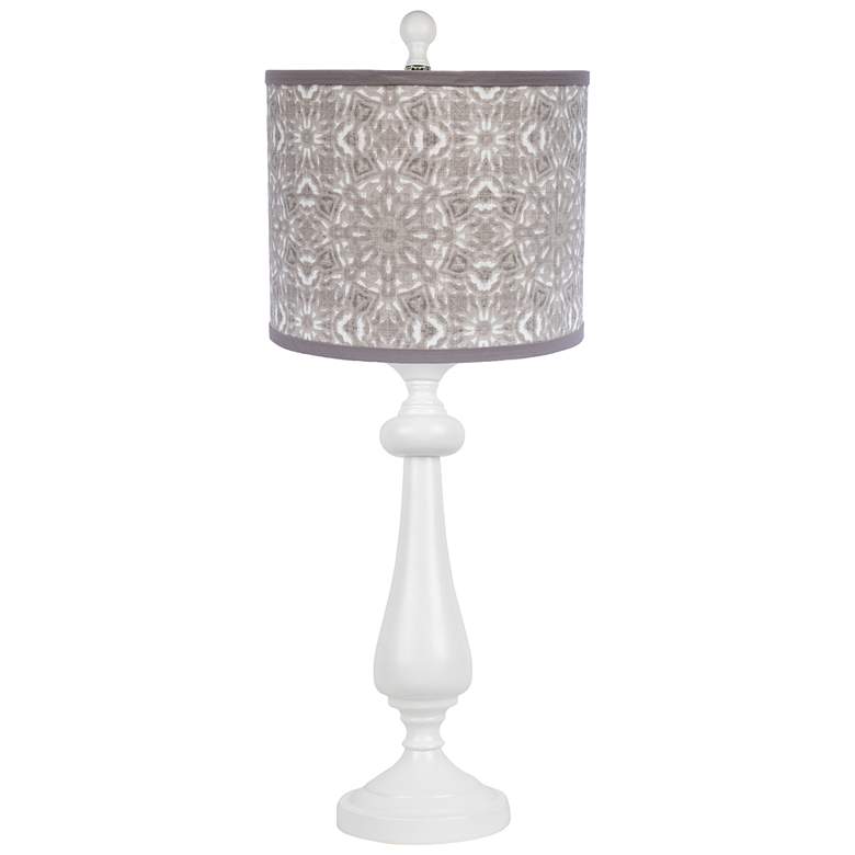 Image 1 Lexington White Table Lamp with Grey Geometric Design 26.5 inchH.