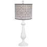 Lexington White Table Lamp with Grey Geometric Design 26.5"H.