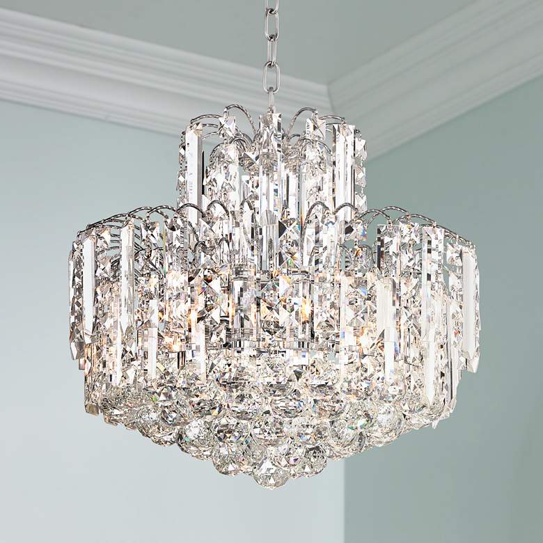 Image 1 Leya 19" Wide Chrome and Crystal 6-Light Chandelier