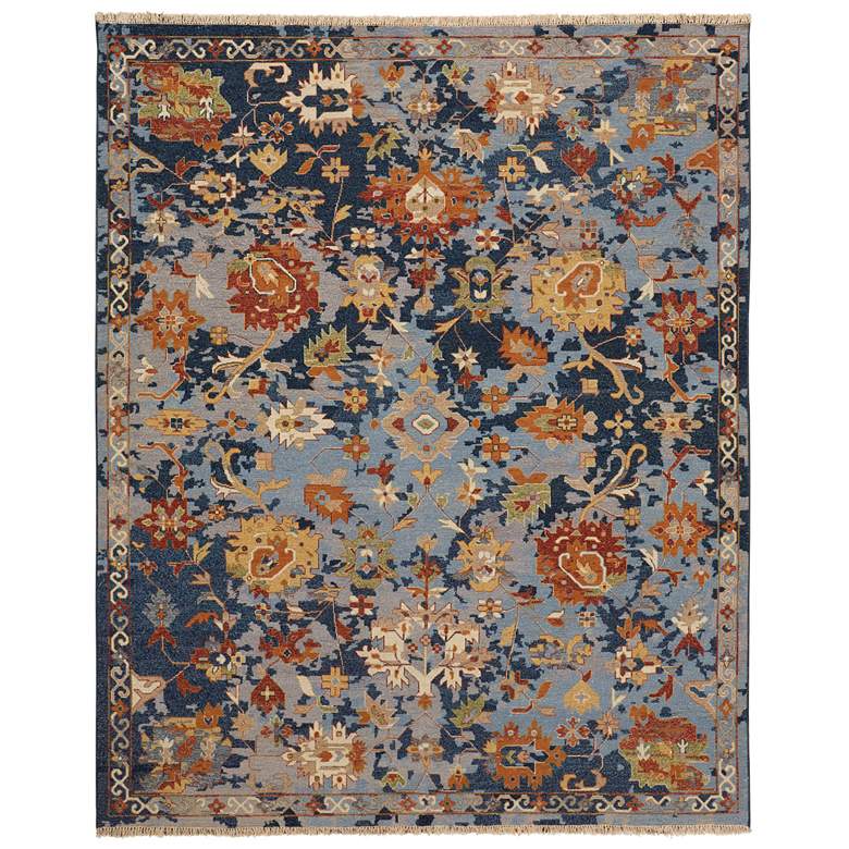 Image 1 Leylan Transitional Floral & Botanical Hand Knotted Blue Area Rug 0587F