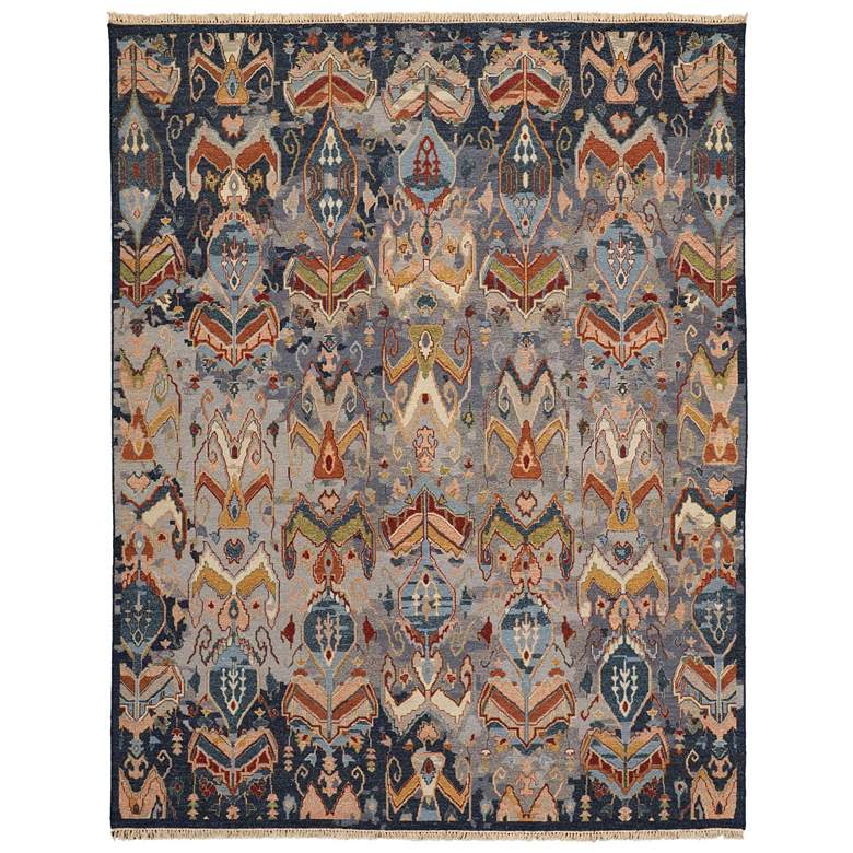 Image 1 Leylan Transitional Ikat Hand Knotted Blue Area Rug 0563F