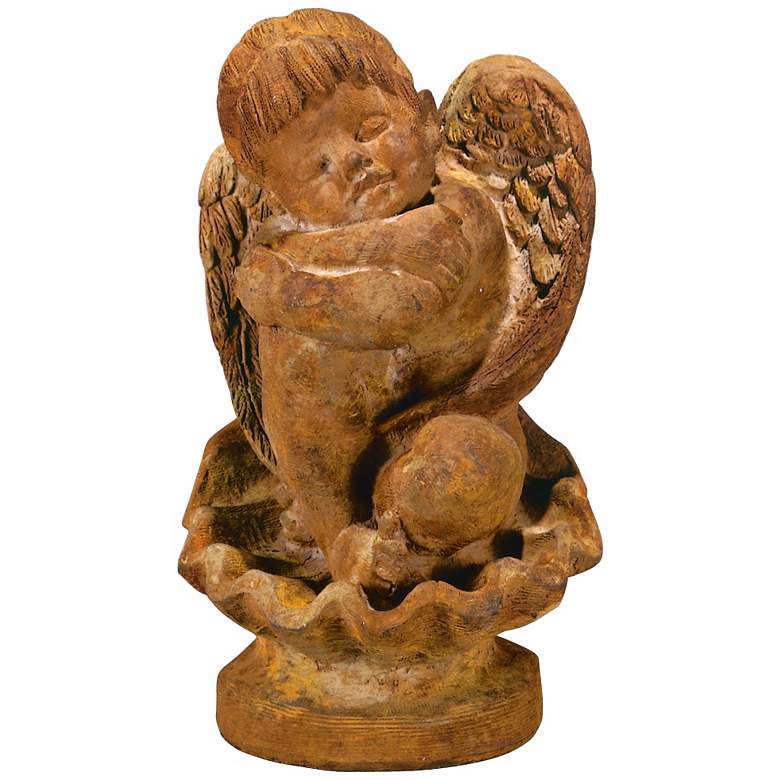Image 1 Li&#39;l Angel on Seashell 12 1/2 inch High Garden Accent Sculpture