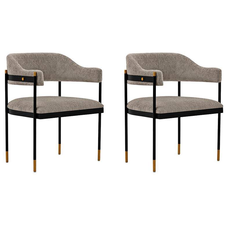 Image 1 Lia Gray Boucle Fabric Dining Chairs Set of 2