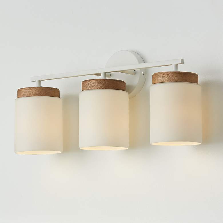 Image 3 Liam 23 1/2" Wide Light Wood and White 3-Light Bath Light more views