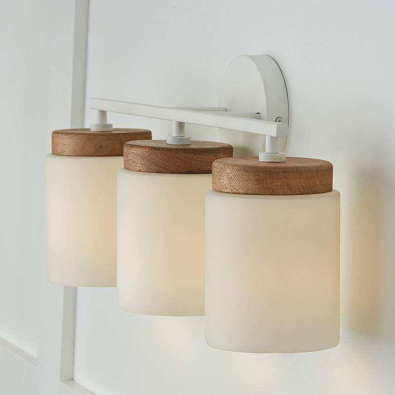 Image 4 Liam 23 1/2" Wide Light Wood and White 3-Light Bath Light more views