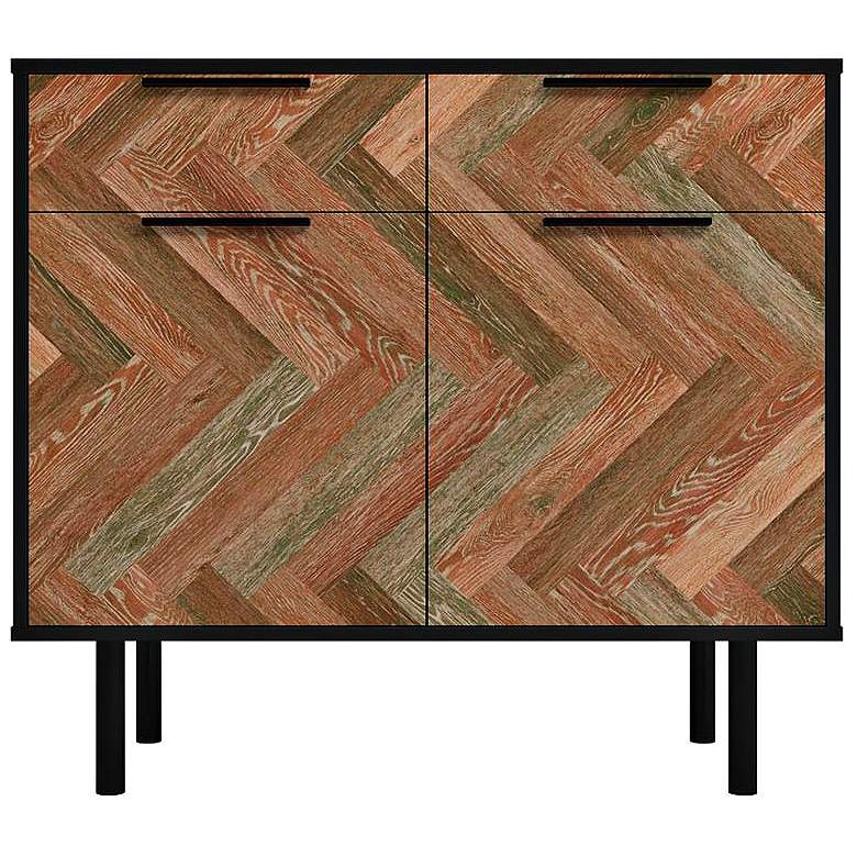 Image 2 Liam 35" Wide Black and Brown Wood 2-Drawer 2-Door Sideboard