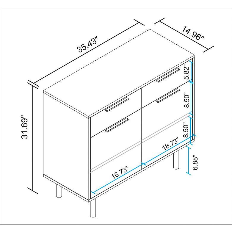 Image 4 Liam 35" Wide Black and Brown Wood 2-Drawer 2-Door Sideboard more views