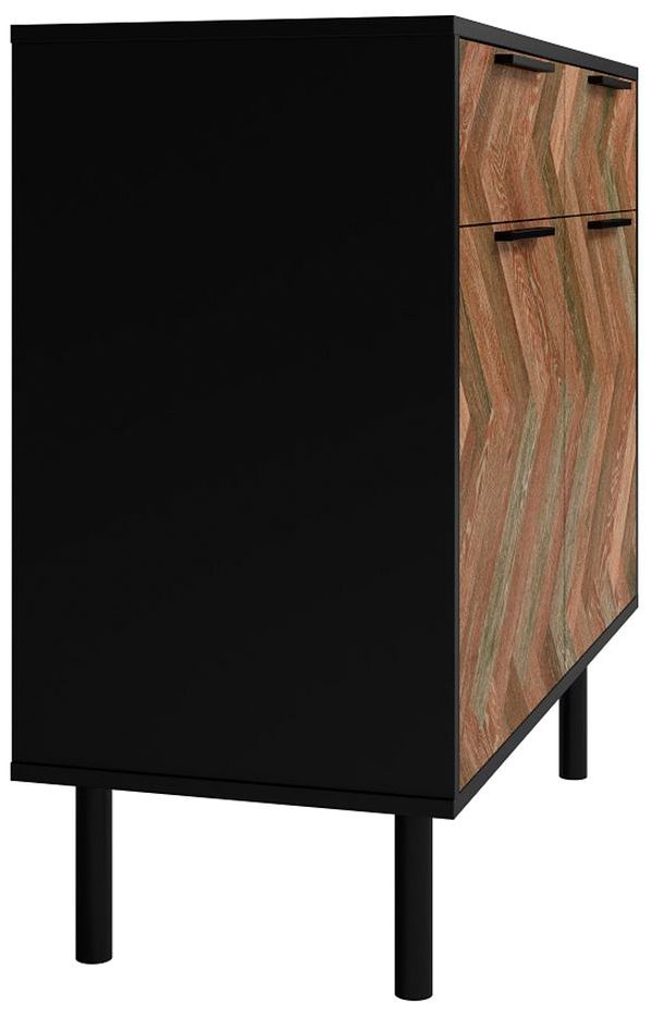 Liam 35" Wide Black and Brown Wood 2-Drawer 2-Door Sideboard