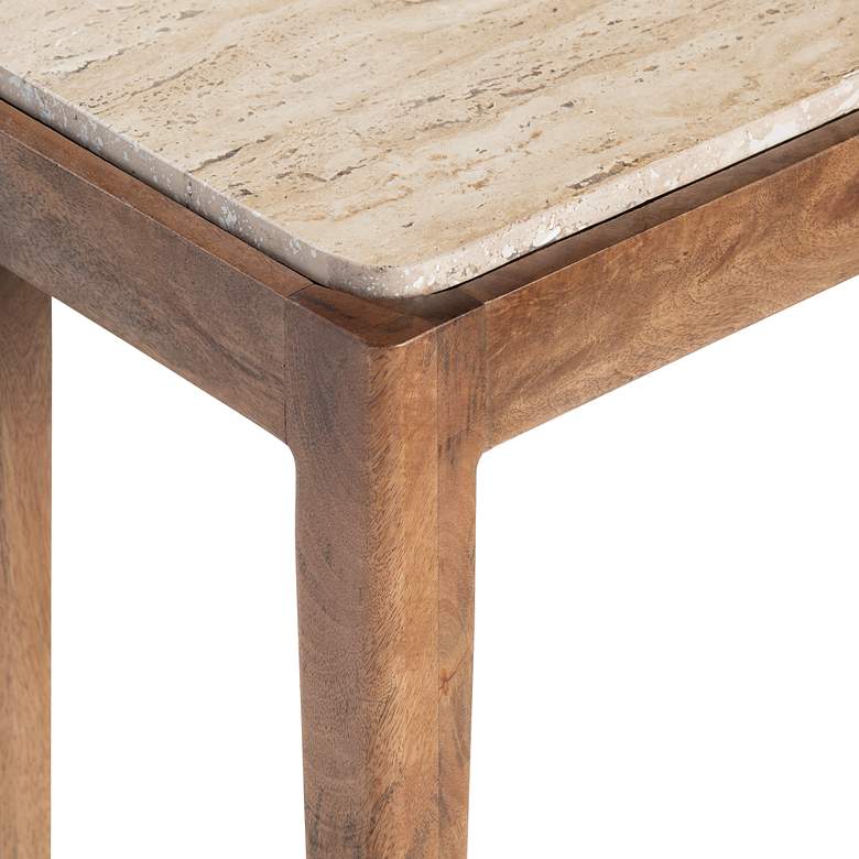 Image 3 Liam 42"W Natural Mango Wood Console Table w/ Travertine Top more views