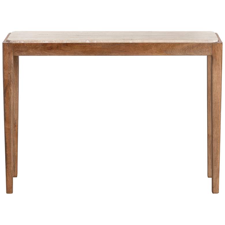 Image 4 Liam 42"W Natural Mango Wood Console Table w/ Travertine Top more views
