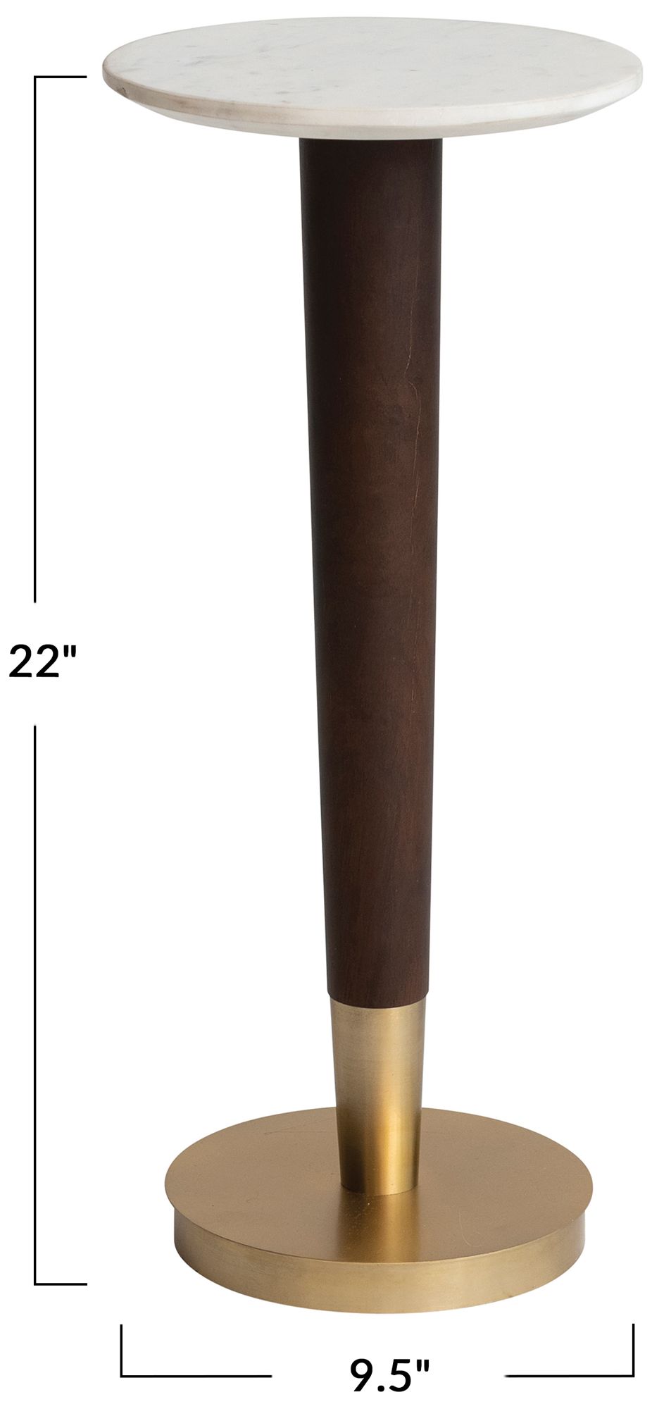 Thumbnail3 of Liam 9 1/2" Wide Walnut Wood and Brass Metal Martini Table more views