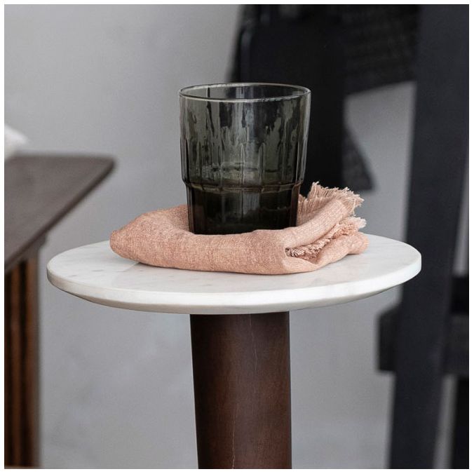 Thumbnail4 of Liam 9 1/2" Wide Walnut Wood and Brass Metal Martini Table more views