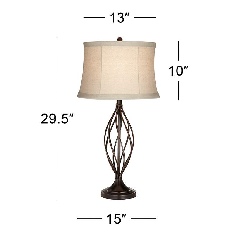 Liam Iron Twist Bronze Table Lamp with USB Cord Dimmer more views