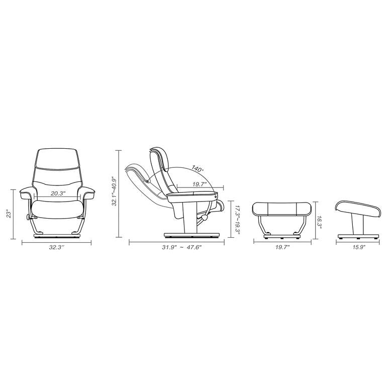 Image 5 Liam Spice Faux Leather Swivel Recliner with Ottoman more views