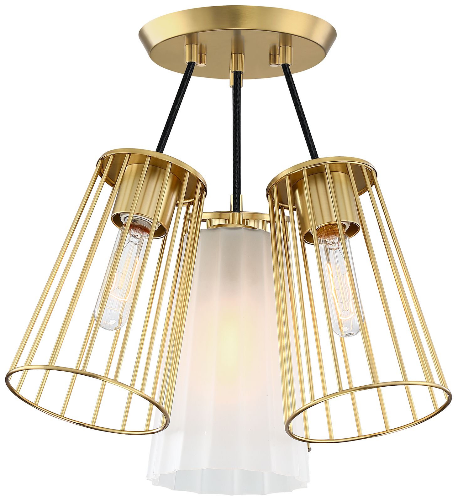 Image 3 Liana 19 in. 4-Light Brushed Gold Glam Semi Flush Mount more views