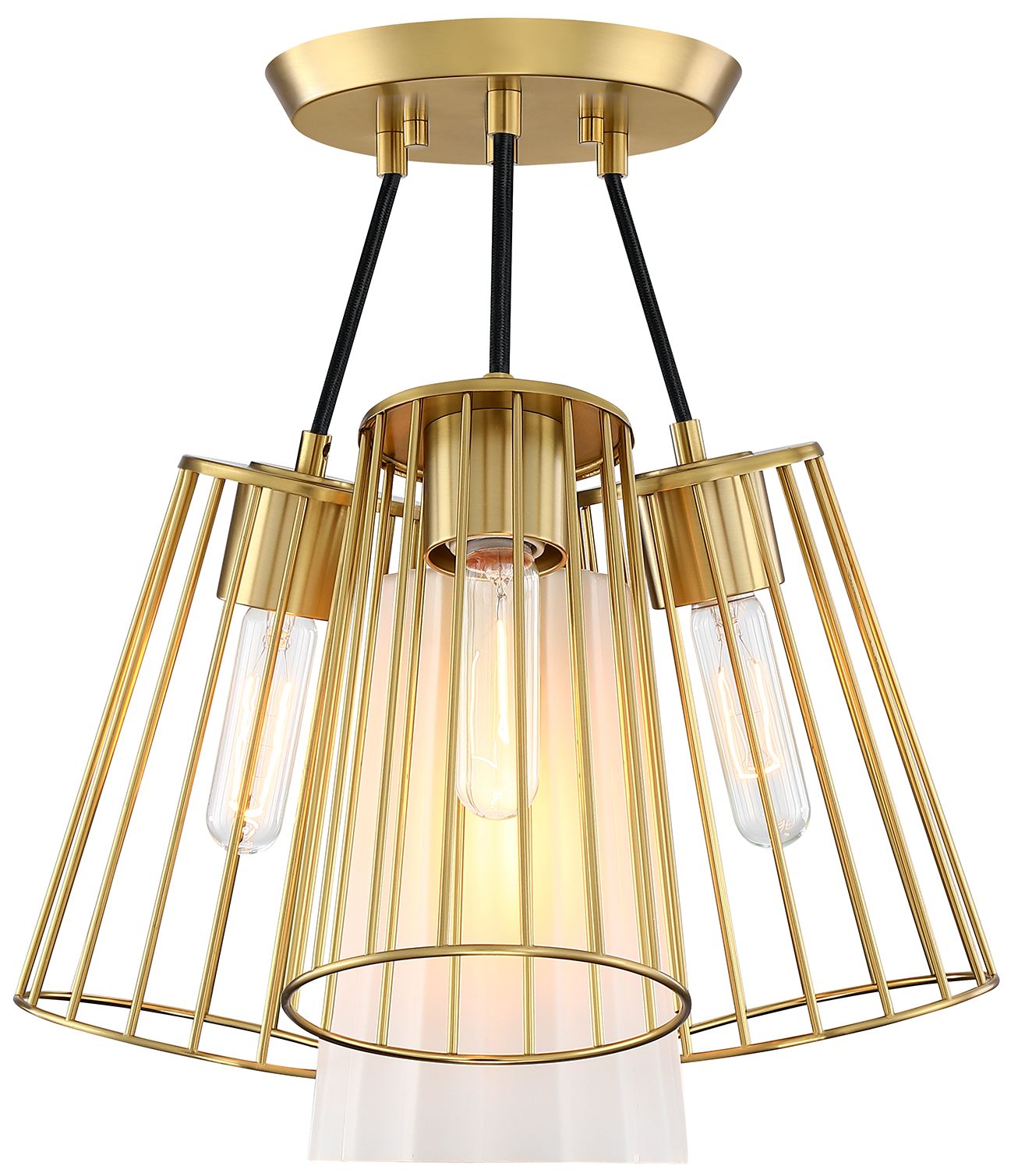 Image 5 Liana 19 in. 4-Light Brushed Gold Glam Semi Flush Mount more views