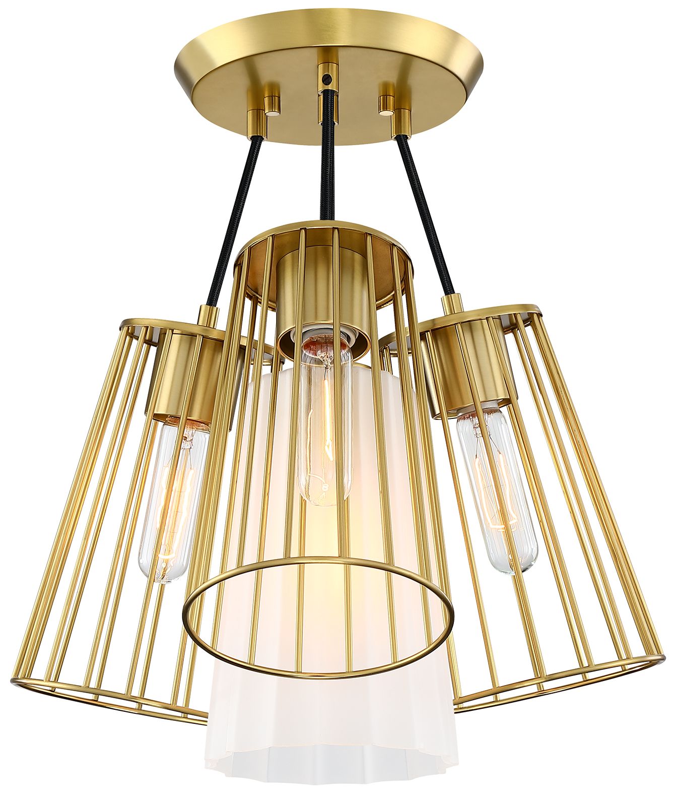 Image 6 Liana 19 in. 4-Light Brushed Gold Glam Semi Flush Mount more views