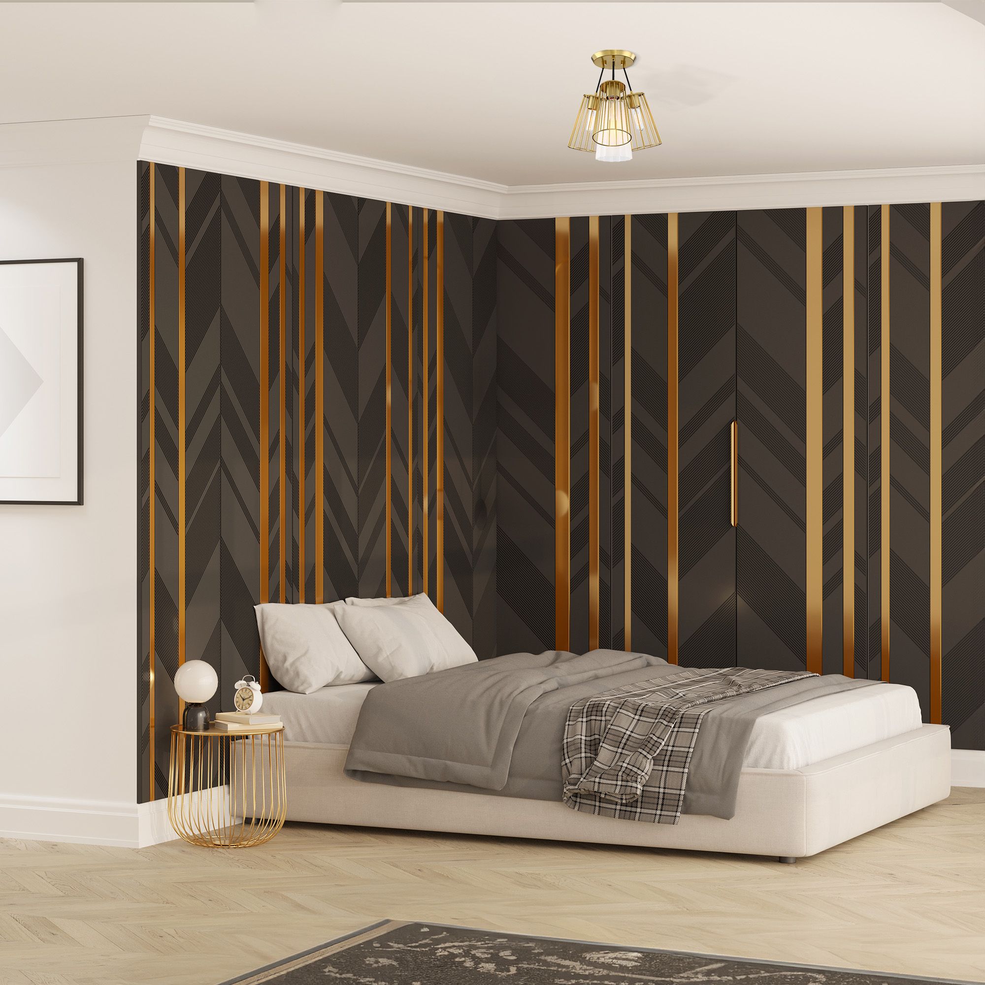 Liana 19 in. 4-Light Brushed Gold Glam Semi Flush Mount