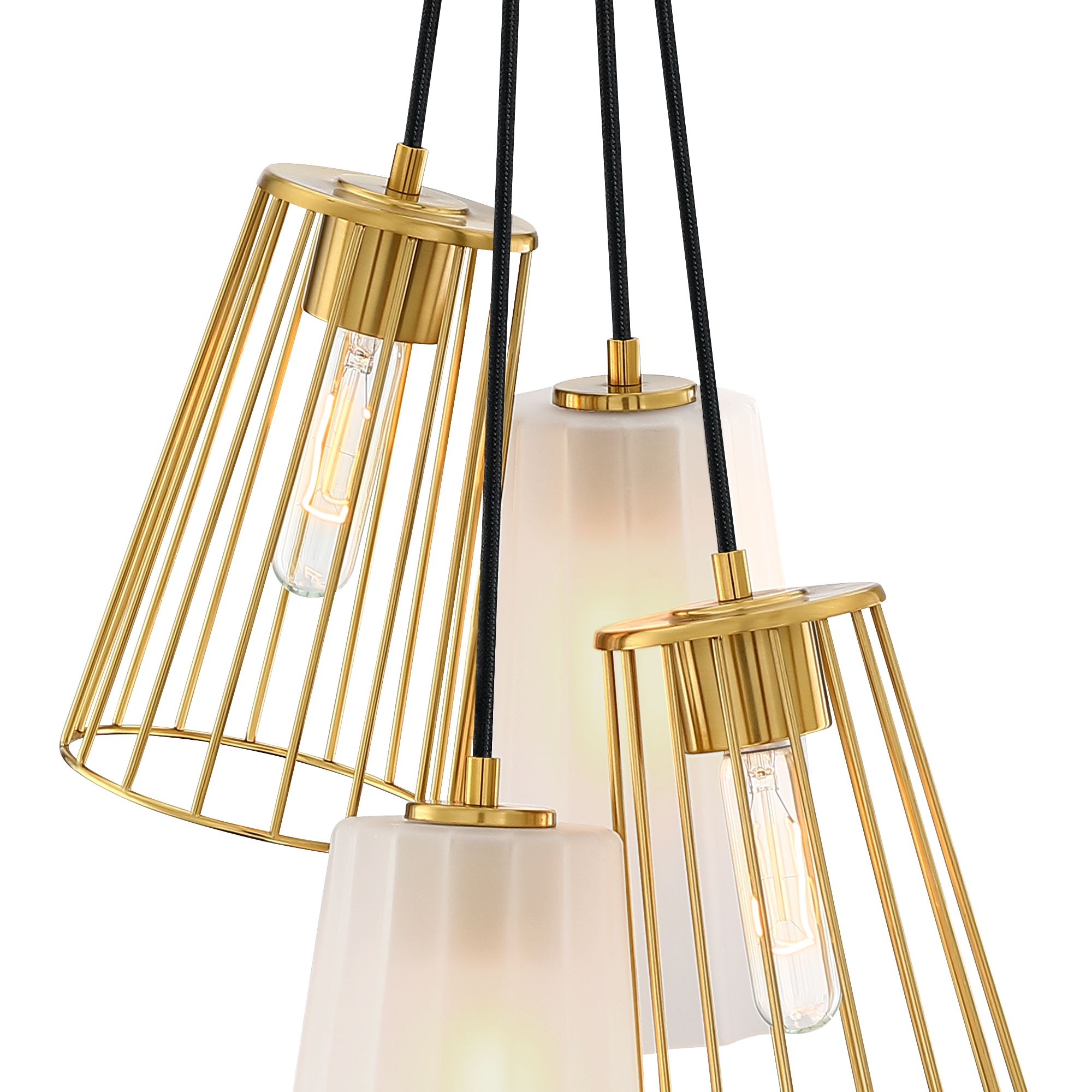 Image 3 Liana 4-Light Brushed Gold Glam Statement Chandelier more views