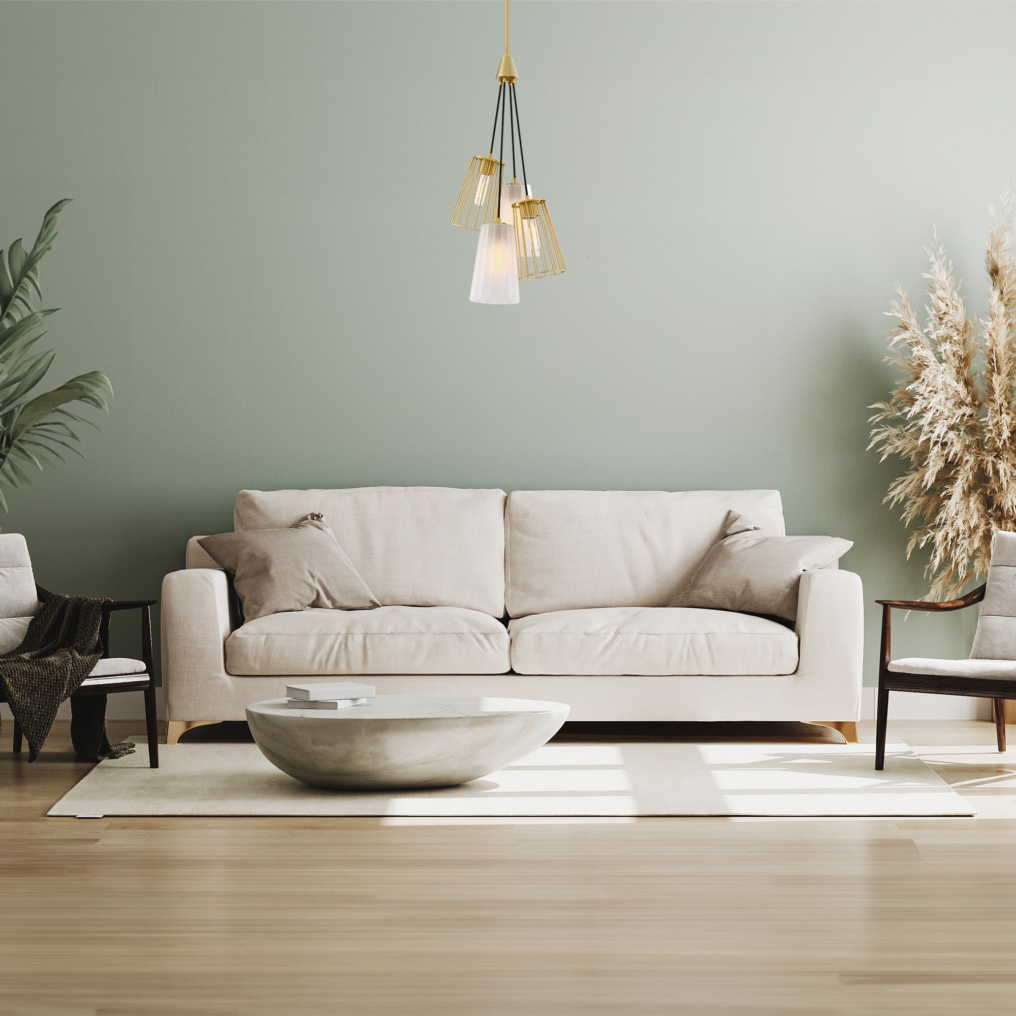 Image 7 Liana 4-Light Brushed Gold Glam Statement Chandelier more views