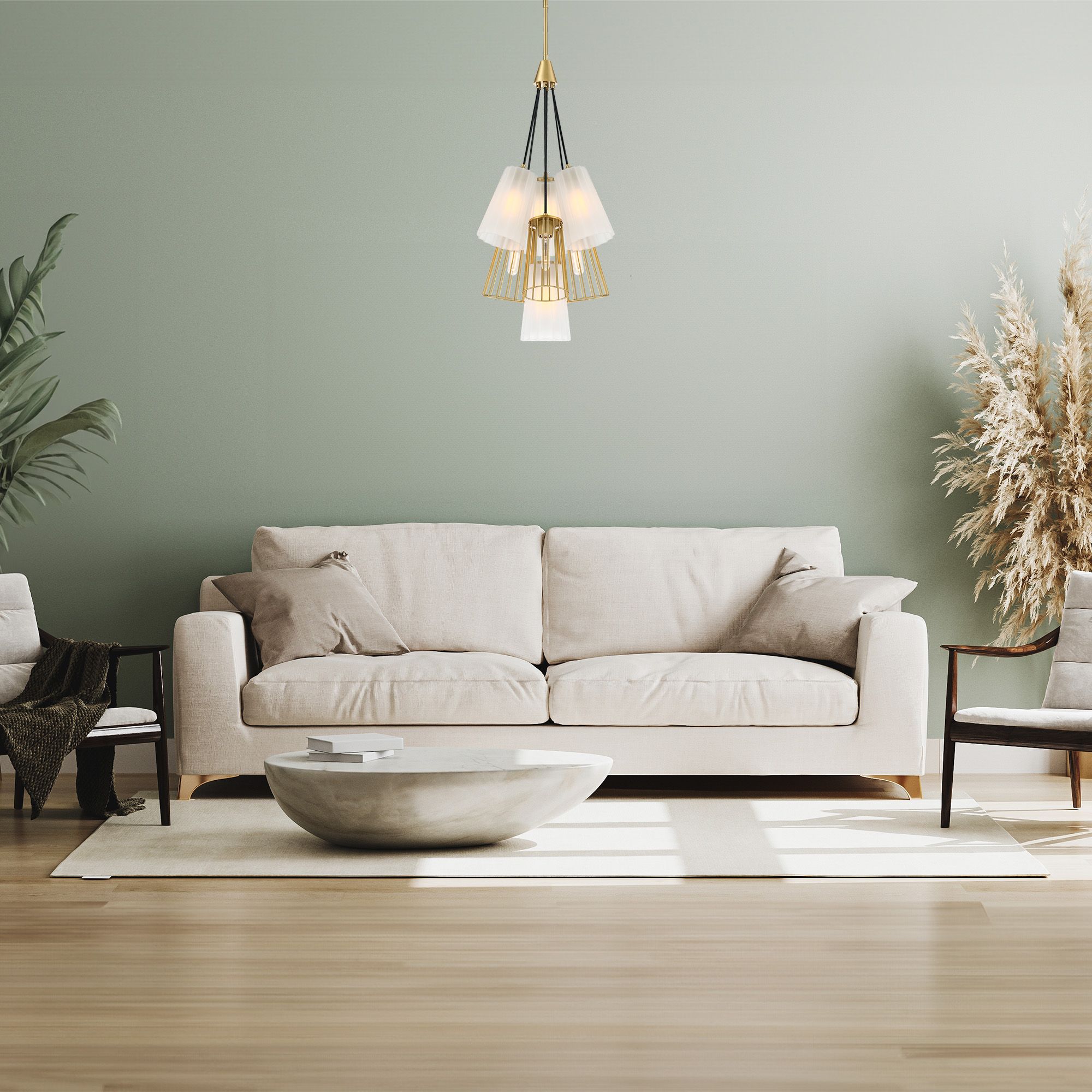 Liana 7-Light Brushed Gold Glam Tiered Statement Chandelier