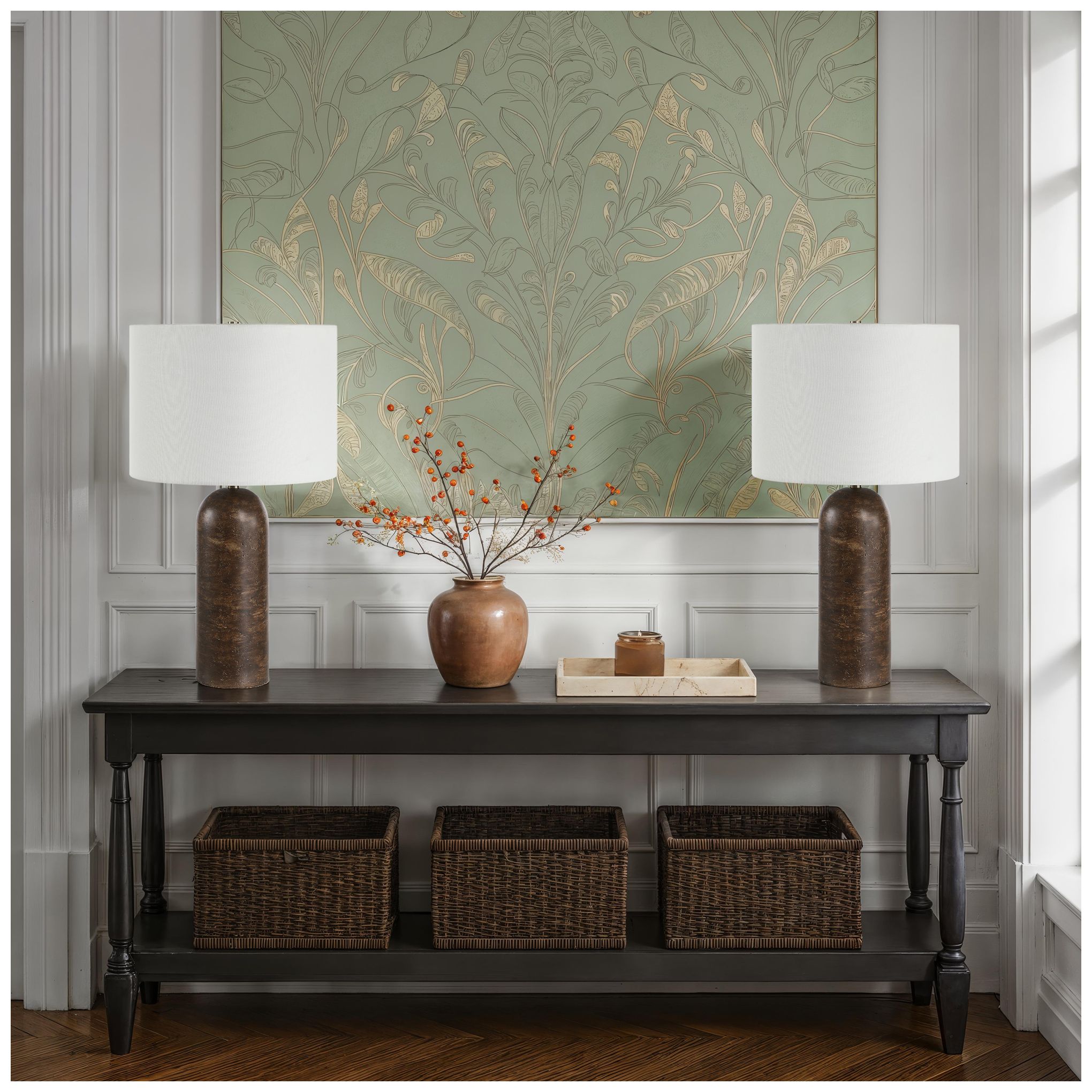 Image 2 Lianna 26" Tall White Resin Table Lamp with Tapered Linen Shade more views