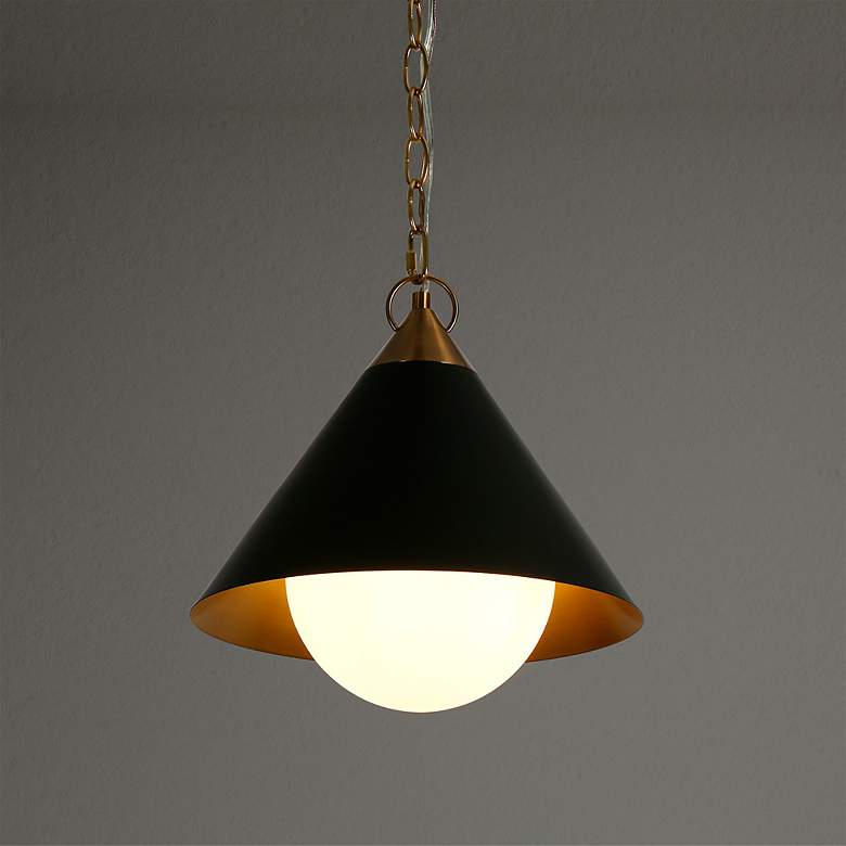 Image 1 Libbaconion 11 3/4" Wide Brass and Matte Black Mini Pendant