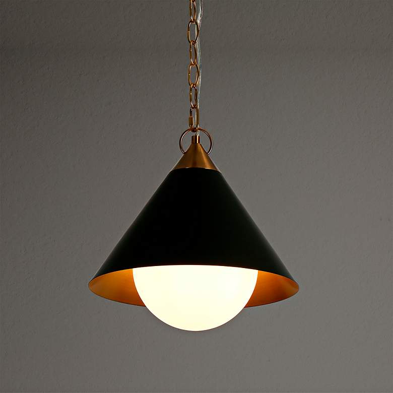 Image 7 Libbaconion 11 3/4" Wide Brass and Matte Black Mini Pendant more views