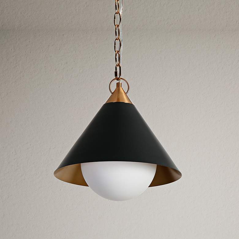 Image 7 Libbaconion 11 3/4" Wide Brass and Matte Black Mini Pendant more views