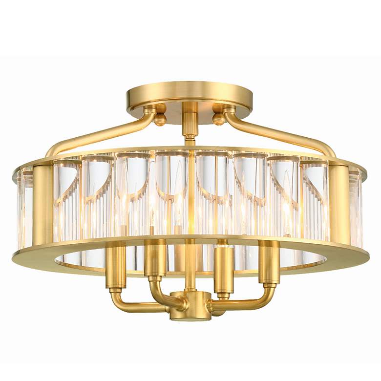 Image 1 Libby Langdon for Crystorama Farris 4 Light Aged Brass Ceiling Mount