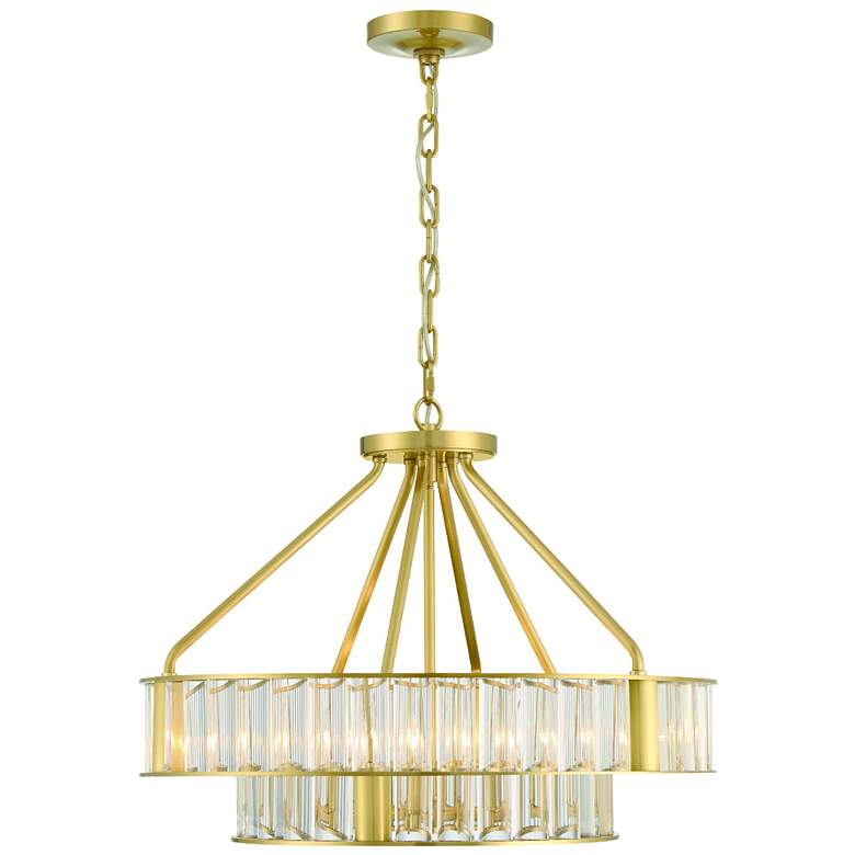 Image 1 Libby Langdon for Crystorama Farris 6 Light Aged Brass Chandelier