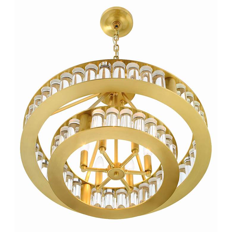 Image 6 Libby Langdon for Crystorama Farris 6 Light Aged Brass Chandelier more views