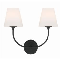 Libby Langdon for Crystorama Sylvan 2 Light Black Forged Bathroom Vanity