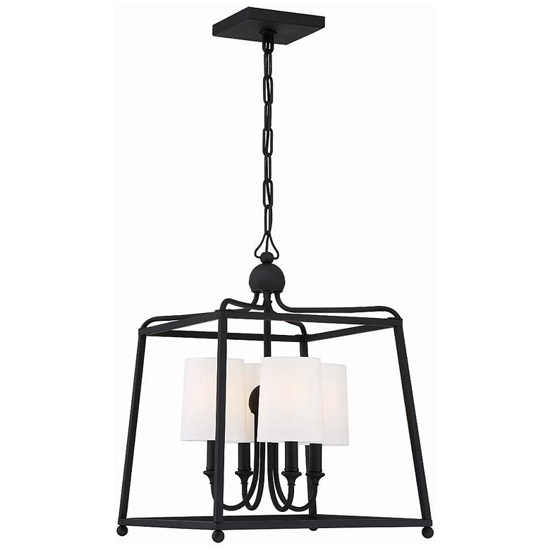 Image 1 Libby Langdon Sylvan 4 Light Black Forged Mini Chandelier