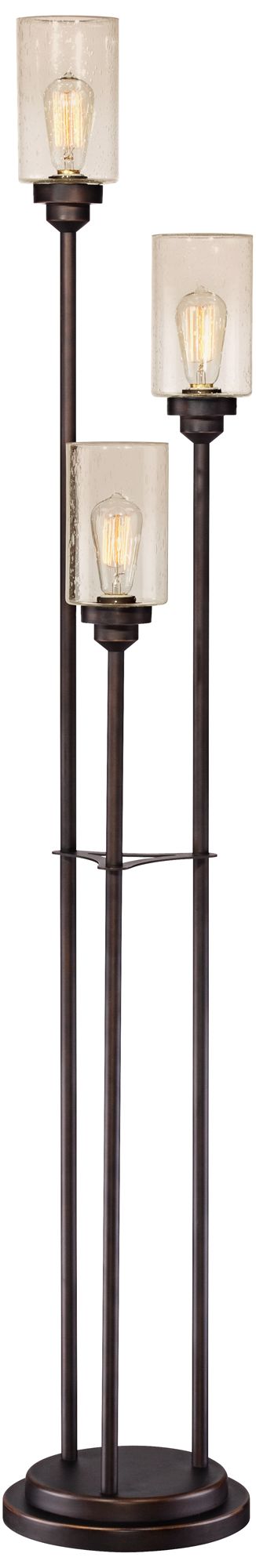 Libby Oiled Bronze and Seeded Glass 3Light Tree Floor Lamp with Riser 397T0 Lamps Plus