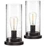 Libby Seeded Glass 12" High Edison LED Accent Lamp Set of 2