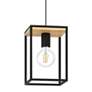 Libertad 3-Light Linear Pendant - Structured Black and Wood Finish in scene