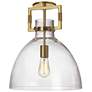 Liberty 13.75" Wide Aged Brass Semi.Flush Mount With Clear Glass Shade