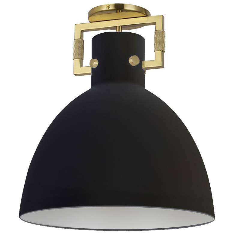 Image 1 Liberty 13.75" Wide Aged Brass Semi.Flush Mount With Matte Black Shade
