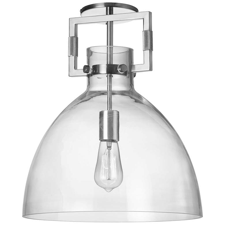 Image 1 Liberty 13.75" Wide Polished Chrome Semi.Flush Mount With Clear Glass